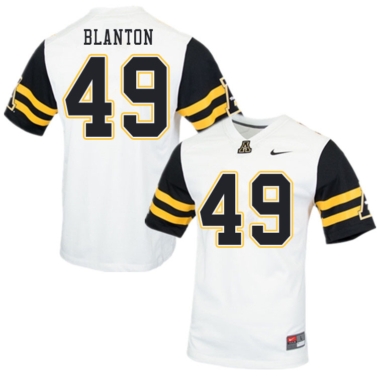 Men #49 Nate Blanton Appalachian State Mountaineers College Football Jerseys Sale-White